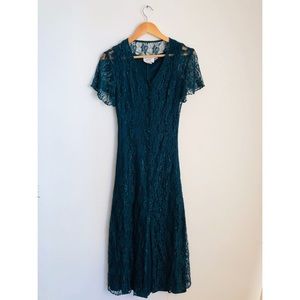 Vintage 90s Emerald Lace Dress